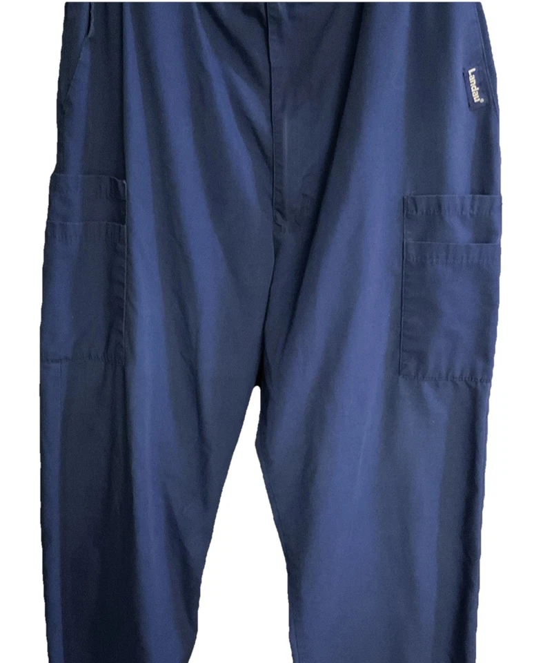 Pantalones Médicos Landau Hombre Carga Parte Inferior Azul Cordón Elástico Mediano 8555 Foto 3 de 4