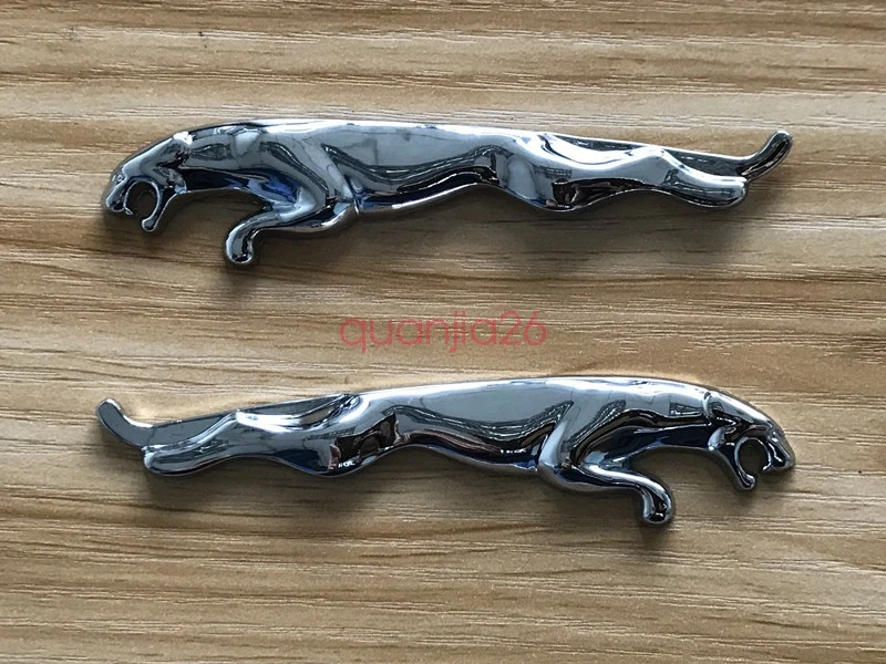 2PCS Metal Chrome 3D Emblem Sticker Car Body Rear Fender Badge For Jaguar - Image 2 of 4