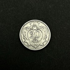 1895 Austria Eagle Coat of Arms 20 Hellers Nickel Coin KM 2803