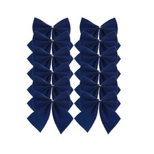 Davies 12 Navy Blue Bows Velvet Christmas Tree Ties/Decoration
