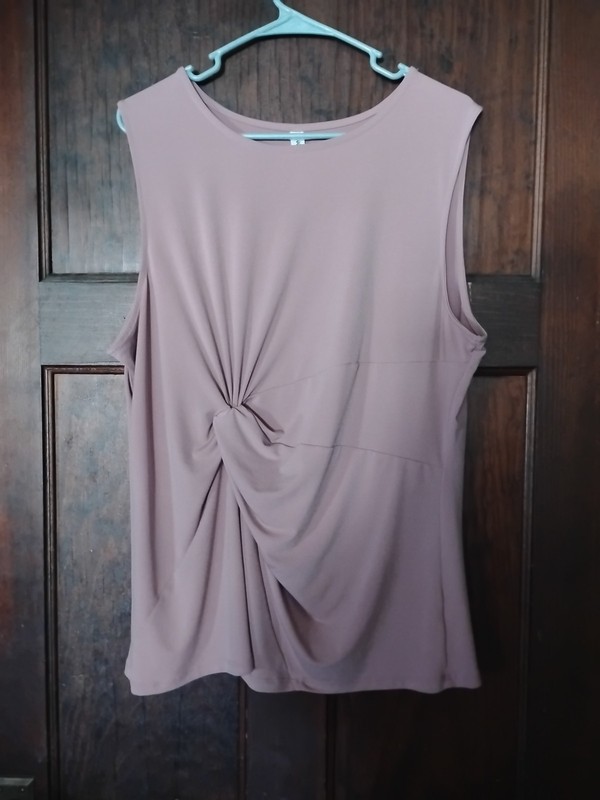 Zenana Outfitters Blouse Mauve 2X Polyester Blend Stretch Sleeveless Faux Wrap