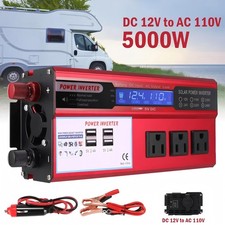 Car Power Inverter 5000W DC 12V To AC 110V Pure Sine Wave Solar Converter 4 USB