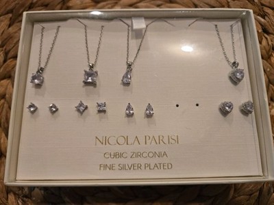 Nicola Parisi CZ Necklace Earrings Gift Set Of 5 Missing 1 See Pictures
