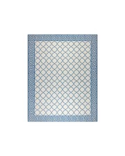 Handwoven Cotton Dhurrie Kilim Rug Color Blue and White Design Carpet Rug