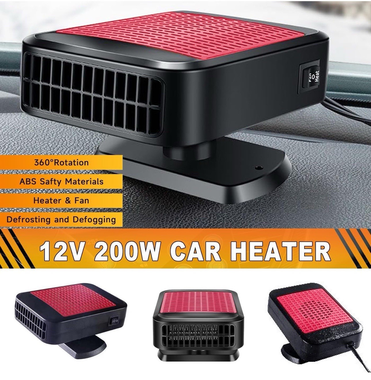 12V  2 In 1 Defroster Defogger Cooling Fan 150W Portable Car Heater Heating Fan