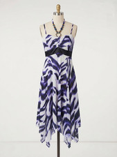 Halter Neck Empire-Line Boho Dress – white blue UK 10 Used Excellent condition