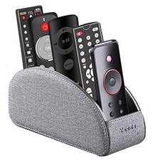 Pu Leather TV Remote Control Holder with 5 Compartments,Remote Caddy/Tray Gray