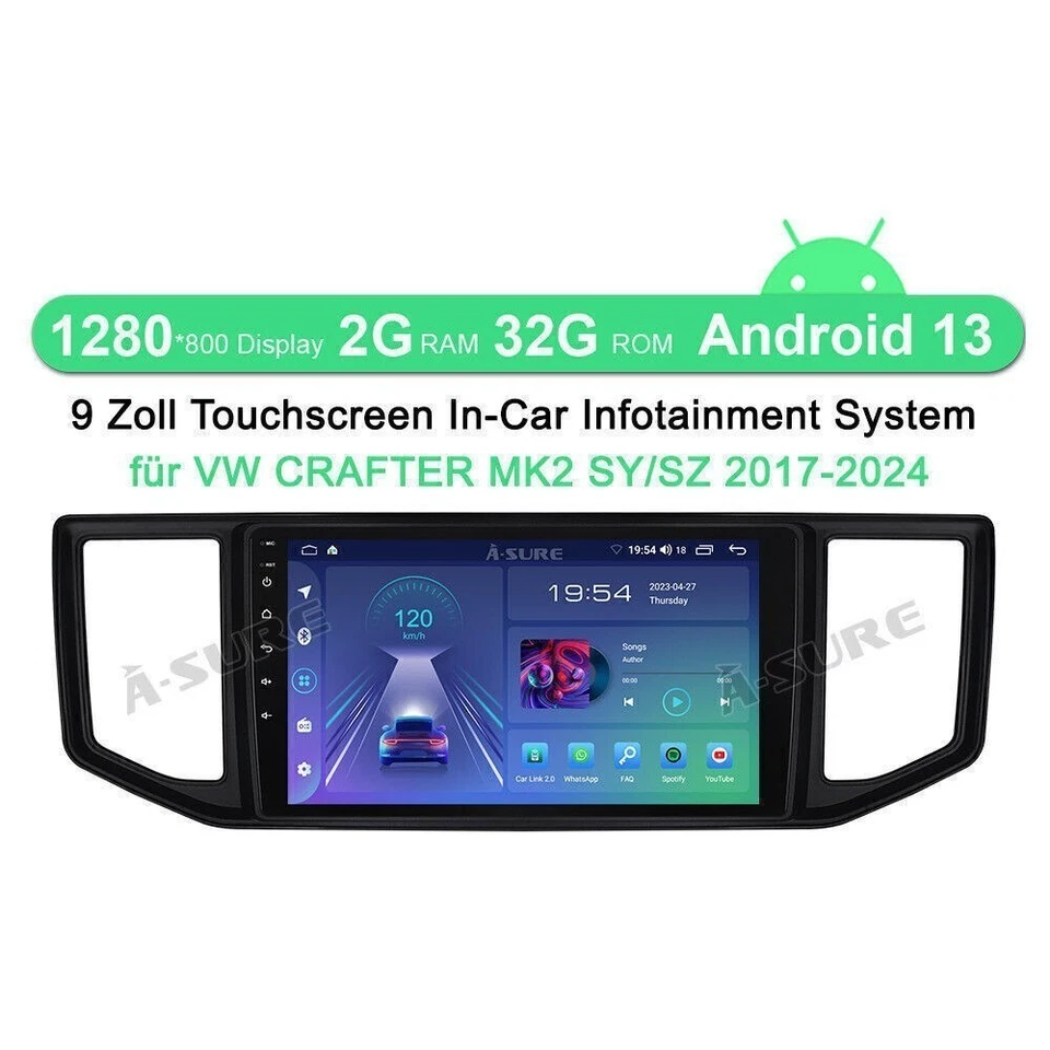 DAB+ Android 14 AutoRadio CarPlay DSP GPS Navi +Kamera Für VW Crafter 2017-2024 - Bild 2 von 4