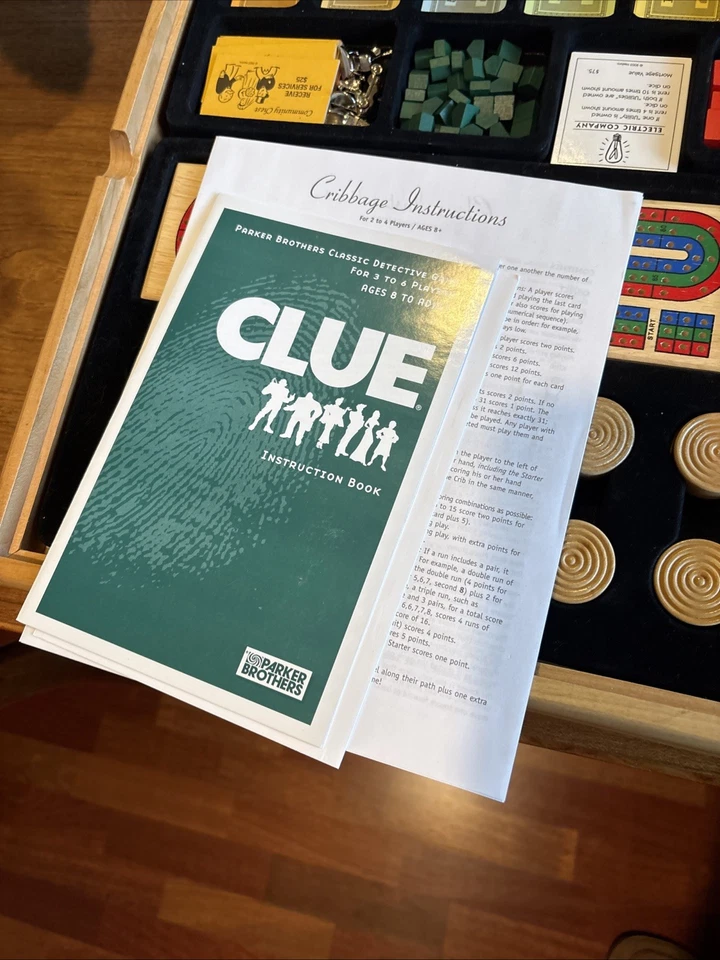 Deluxe Wood Cabinet Monopoly Clue + 6 Classic Games From Parker Brothers Rare - Image 4 of 4
