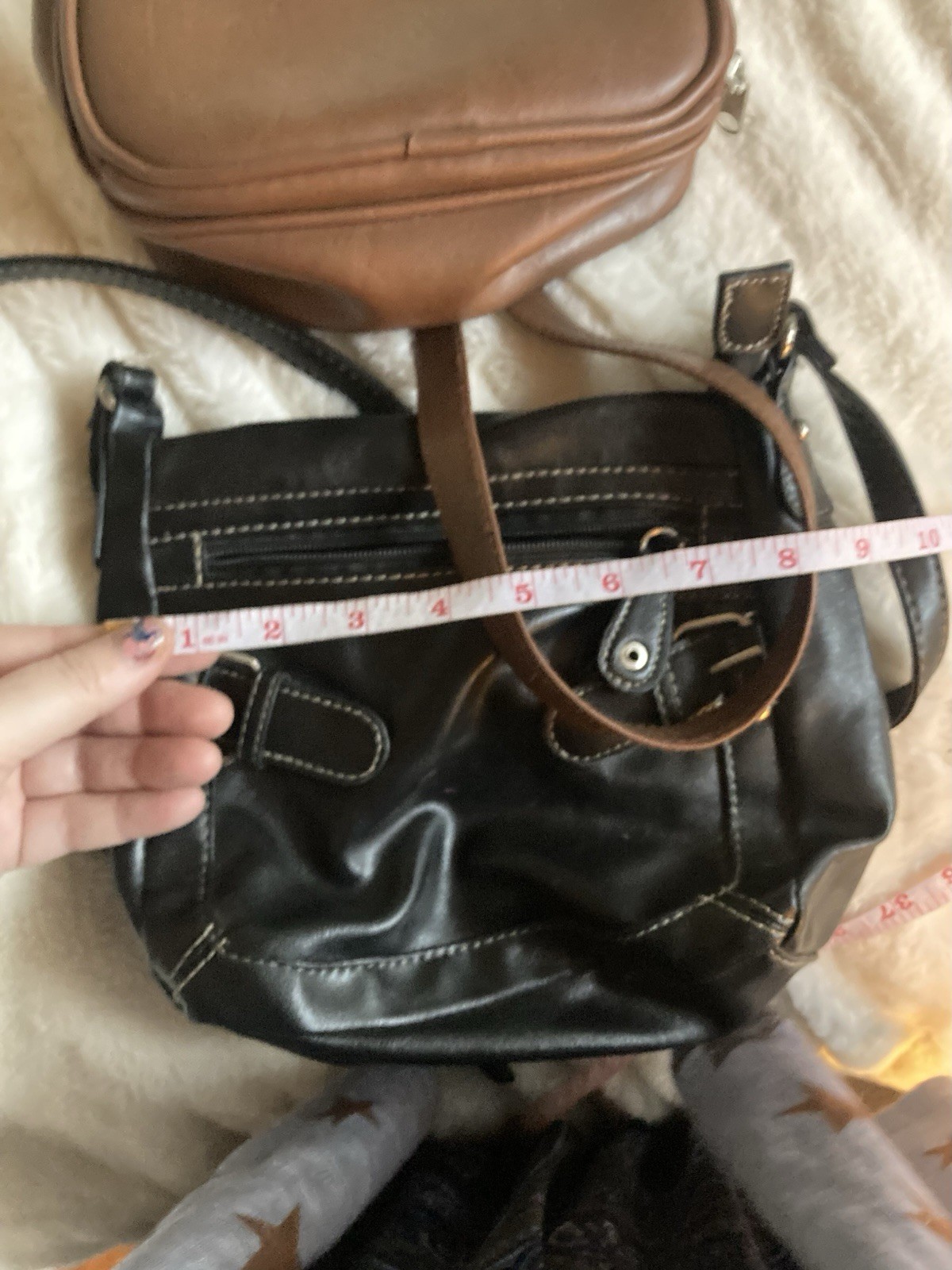 Two Polyester Small Unbranded Purses Brown And Bl… - image 8