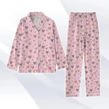 Pink Heart Pajamas Set – Pastel Love Cozy Valentine Loungewear
