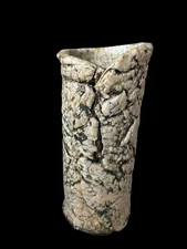 Vtg Julia Phillips Raku Vase  9.5" X 4" Signed Pottery Ceramic Art Studio