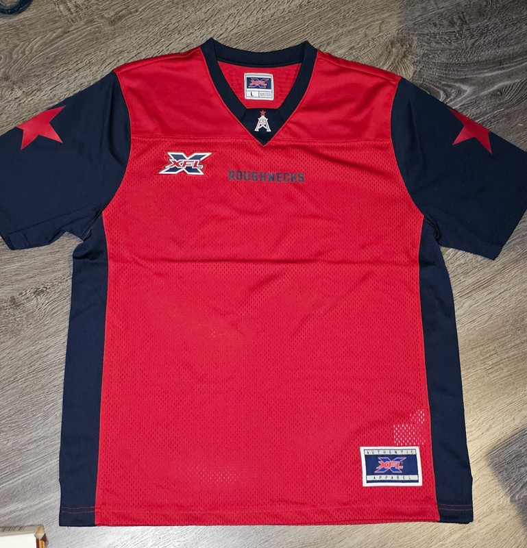 6May27_15    🏈 XFL Houston Roughnecks Authentic Red Jersey Size L  - NEW
