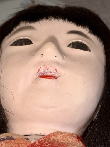 "Muñeca Gofun Ichimatsu Ningyo Geisha Japonesa 24"" Antigua De Colección Kimono de Seda Asiática" - Imagen 12 de 18