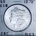 1878 BU GEM MORGAN SILVER DOLLAR UNC MS+++ U.S. MINT RARE COIN 9153