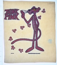 Original VINTAGE 1970s Heat Transfer | Pink Panther Think Pink Graphic