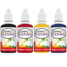 4 Color 1oz Custom Body Art Airbrush Temporary Tattoo Paint Set Ink Kit Stencil