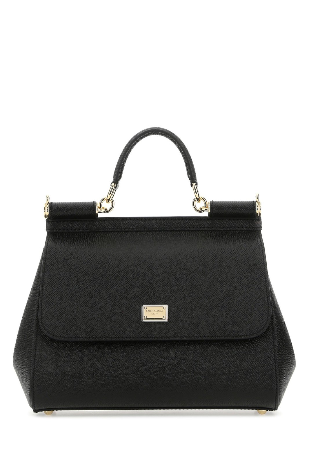 DOLCE&GABBANA Sicily Medium Black Leather Top Handle Bag New
