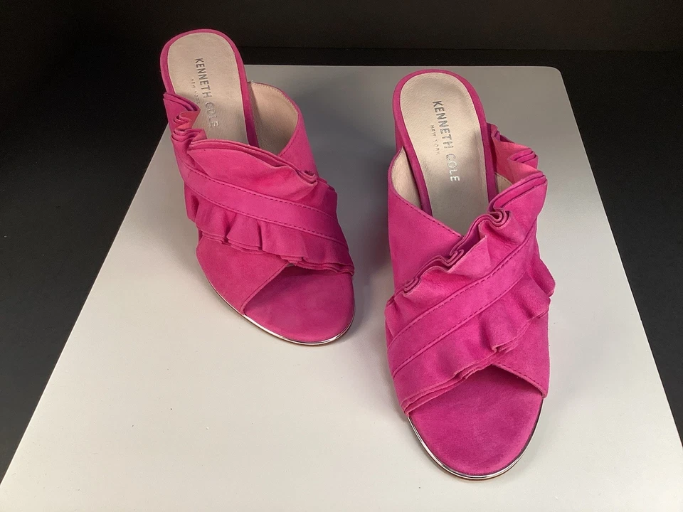 Kenneth Cole Talla 8 Mujer Rosa Laken Volantes Correa Deslizable Tacón Sandalias/Zapatos  Foto 2 de 4