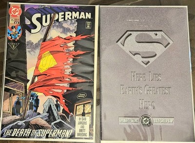 #75 Death of Superman + Memorial Tombstone Edition 1993 DC Comic Lot Reader VF-