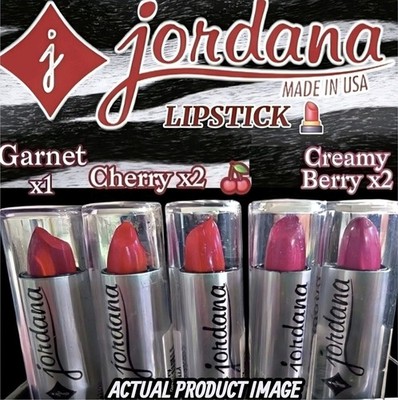 5x JORDANA Lipstick CHERRY + CREAMY BERRIES + GARNET New Rare Discontinued NWT