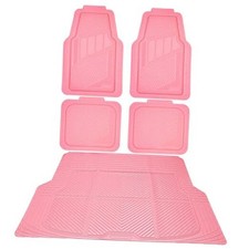 CAR PASS Heavy Duty Rubber Floor Mats Pink Car Mats Full All Pink Cargo Liner