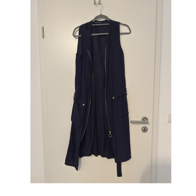 ZARA BASIC Damen Weste S Dunkelblau Lang Elasthan Reißverschluss Taschen