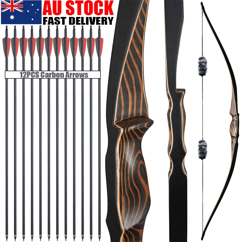 20-70lbs 54" Traditional Recurve Bow Archery One-Piece Bow Hunting & Shooting RH