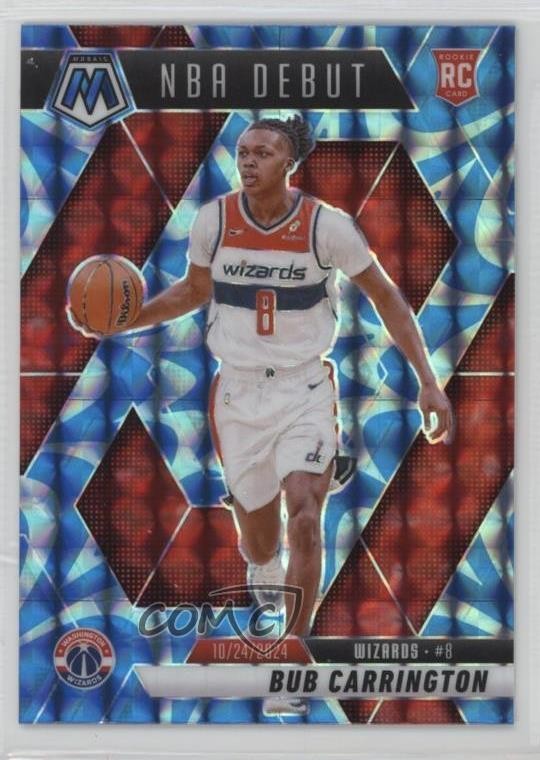 2024-25 Panini Mosaic NBA Debut Reactive Blue Prizm Bub Carrington #259 1ph6