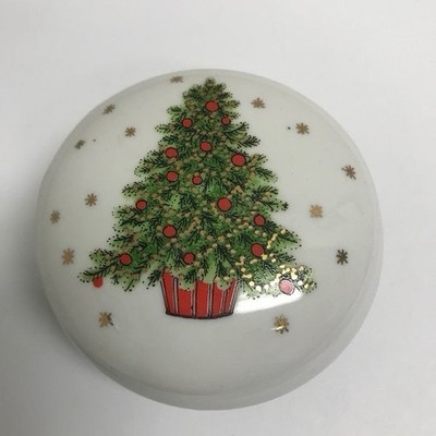 George Good Christmas Tree Porcelain Trinket Jewelry Box Japan