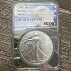 2023 W American Silver Eagle MS70 S$1 NGC, First Day Of Issue
