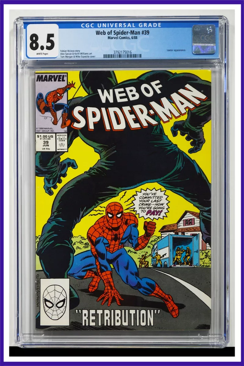 Web Of Spider-Man #39 CGC Graded 8.5 Marvel June 1988 White Pages Comic  Book.