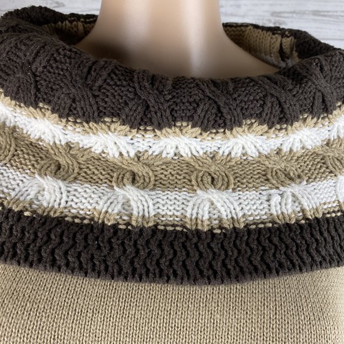 Jason Maxwell Sweater Medium Brown Wide Striped Collar Warm Winter Acrylic Knit - Picture 2 of 12