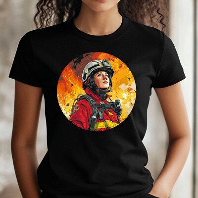 Frauen T-Shirt Feuerwehr Motiv Baumwolle Größe S bis 3XL