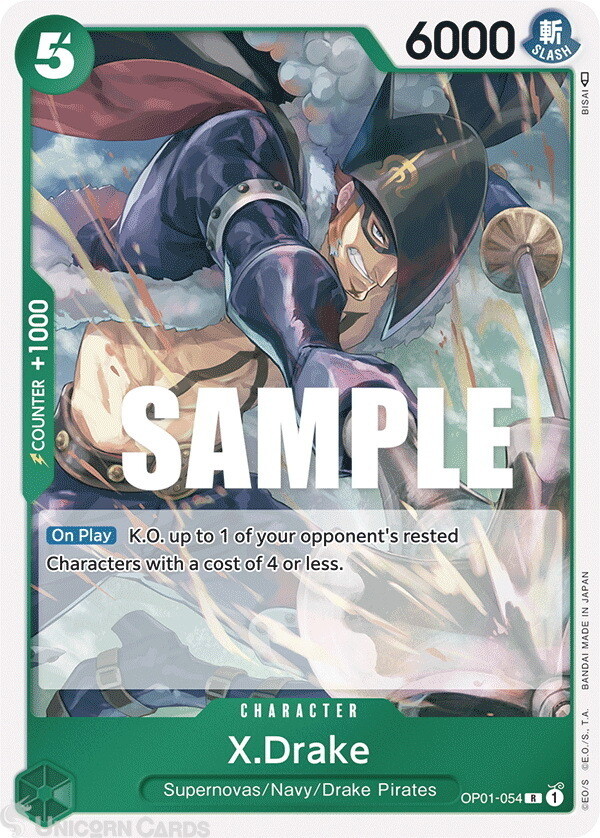 OP01-054 X.Drake Rare English One Piece TCG Card