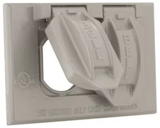 (100) Hubbell Bell 5180-0 Horizontal Duplex Single Gang Weatherproof Cover, 
