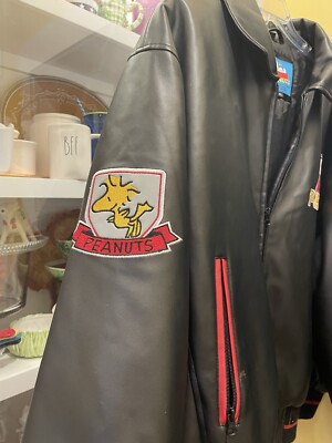 Peanuts Snoopy Charlie Brown Pleather Jacket XL | eBay