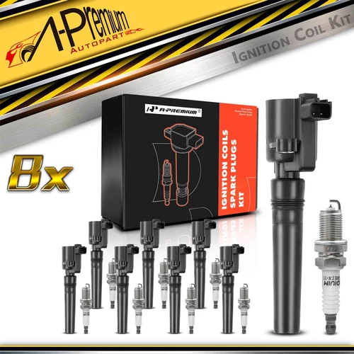 A-Premium 8x Ignition Coil + 8x Iridium Spark Plug for Ford Thunderbird Lincoln