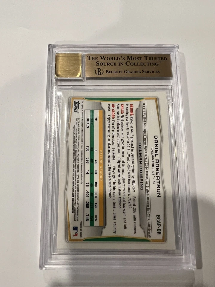 2014 Bowman Chrome Daniel Robertson Auto BGS 9.5/10 Gem Perfeito Estado 0008492633 - Imagem 4 de 4