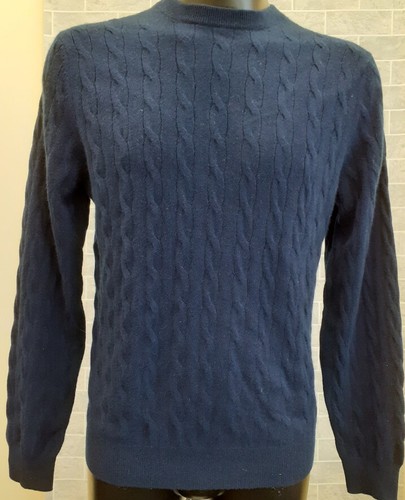Cashmere Navy Cable Knit Crew Jumper 