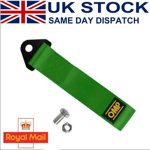 OMP CAR TOWING STRAP GREEN UNIVERSAL TOW STRAP , NOT SPARCO, RALLY ART