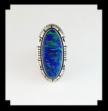 Sterling and Blue Opalite Ring Size 5 1/2