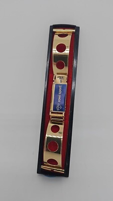 ROWI Sport N.O.S  Rallye Uhrband Edelstahl mit Goldauflage Ansatz 22mm poliert