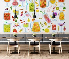 3D Fruit Juice Pattern Wallpaper Wall Mural Removable Self-adhesive 199