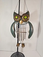 Garden Treasures 19.25-in Green & Gold Metal Owl Wind Chime Garden Spring Decor
