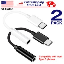 2x Type C to 3.5mm Aux Jack Headphone Earphone Adapter Fit Google Pixel 9a 9 Pro