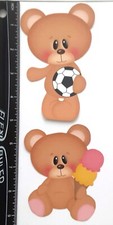 Lot of 2 Bears Soccer Ice Cream Summer Sports SINGLE LAYER Embellishments 501