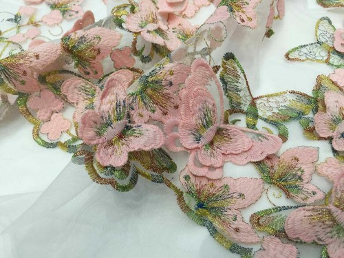 3D Butterfly Embroidery Fabric Lace Tulle Wedding Party Dress Costume Fairy Soft - Picture 11 of 17