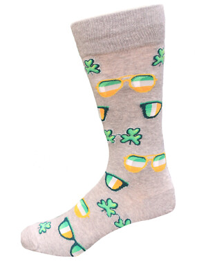 Hot Sox Men's St Patrick's Day Sunglass Sock 1 Pair, Grey Heather, Men's 10-13