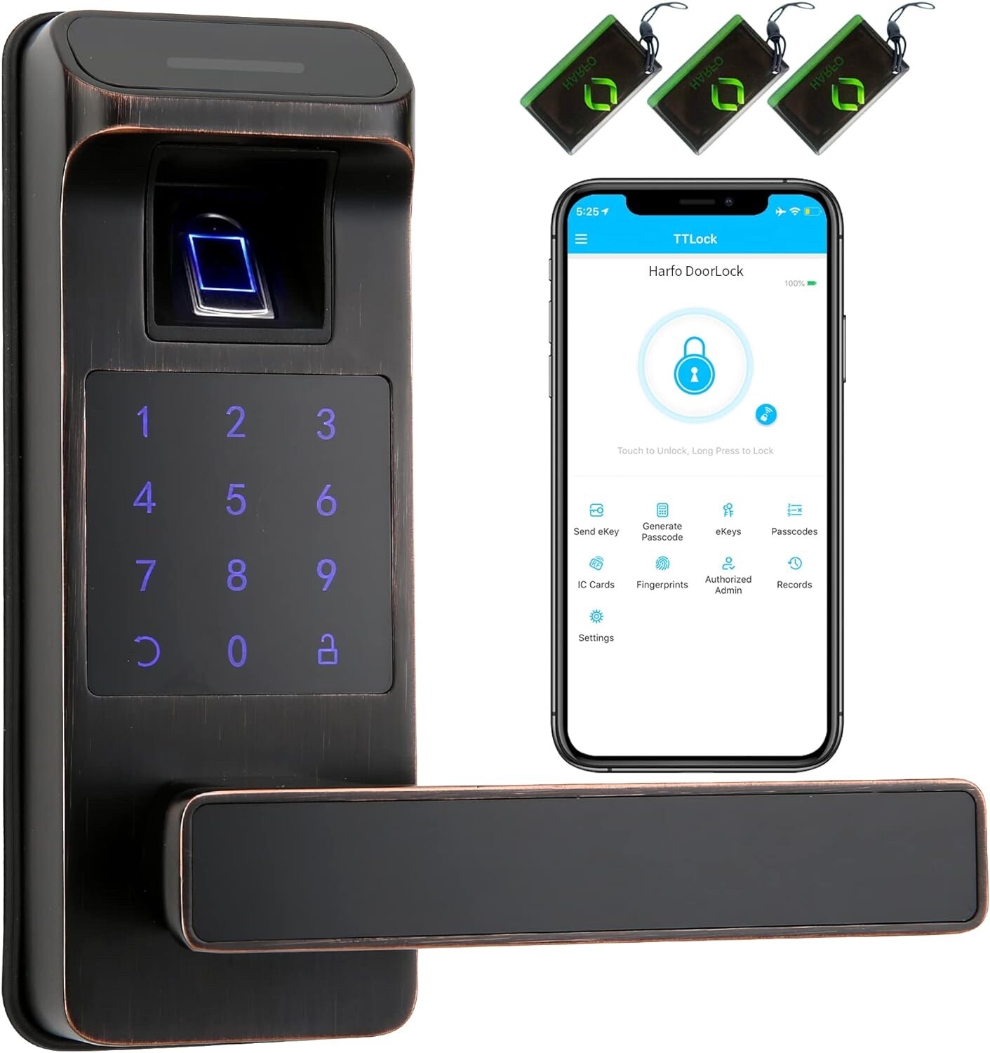Harfo Smart Door Lock, Heavy Duty Keyless Entry Door Lock, Fingerprint ...